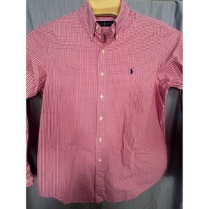 Ralph Lauren Mens XL Pink Gingham Check Button Down Shirt Long Sleeve Cotton